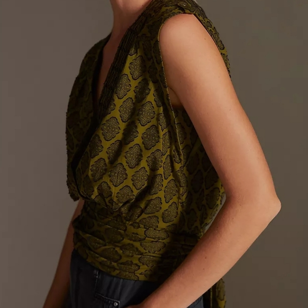 By Anthropologie V-Neck Wrap Top - Picture 3 of 4